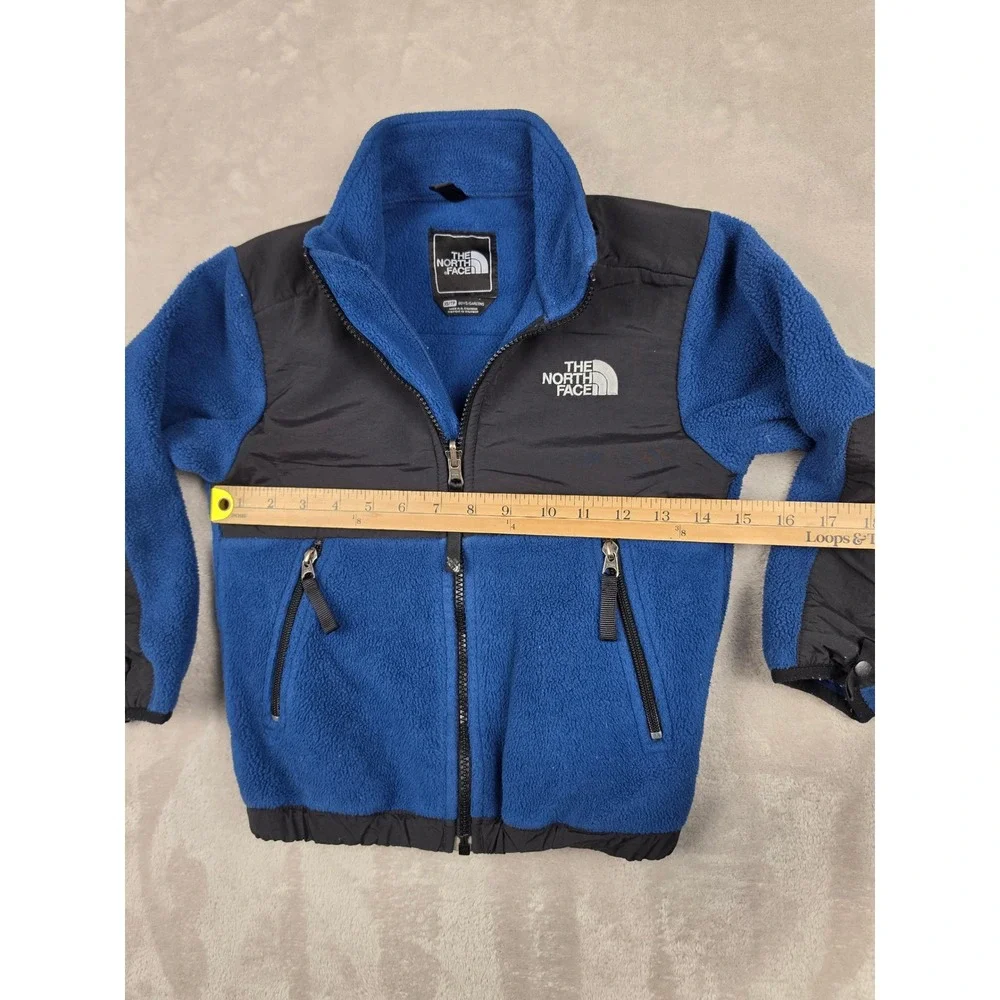 The North Face Denali Jacket Boys XS Blue Black Fleece Polartec Full Zip